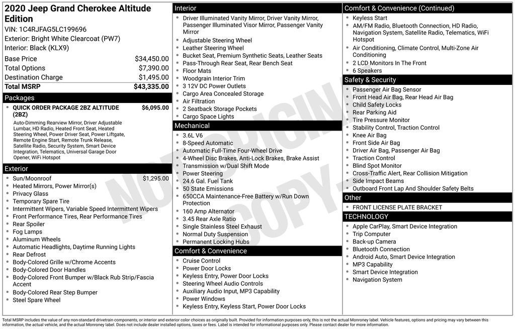 2020 Jeep Grand Cherokee Altitude 4X4