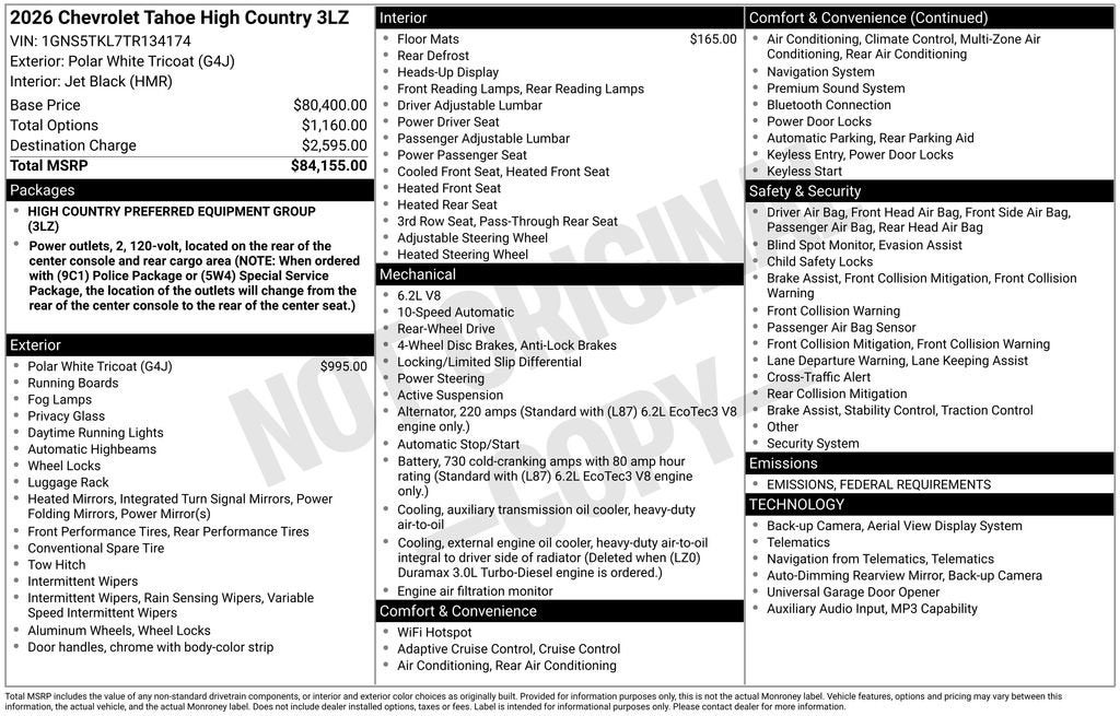 2026 Chevrolet Tahoe High Country