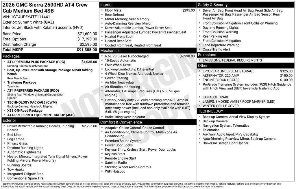 2026 GMC Sierra 2500 HD AT4