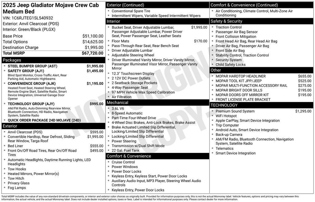 2025 Jeep Gladiator Mojave 4x4