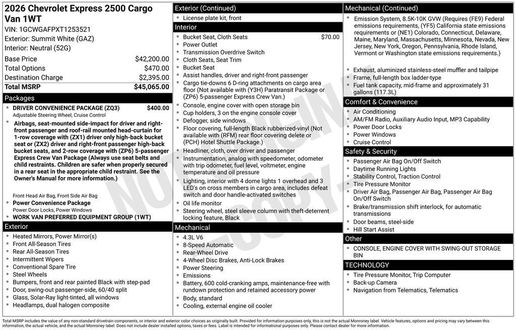 2026 Chevrolet Express Cargo WT