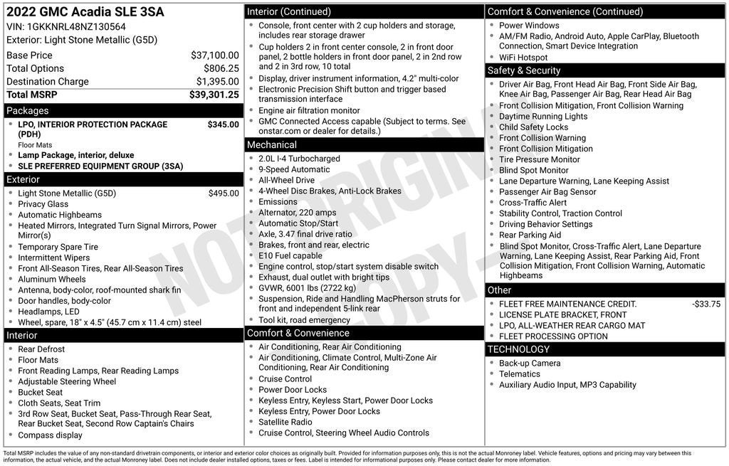 2022 GMC Acadia SLE