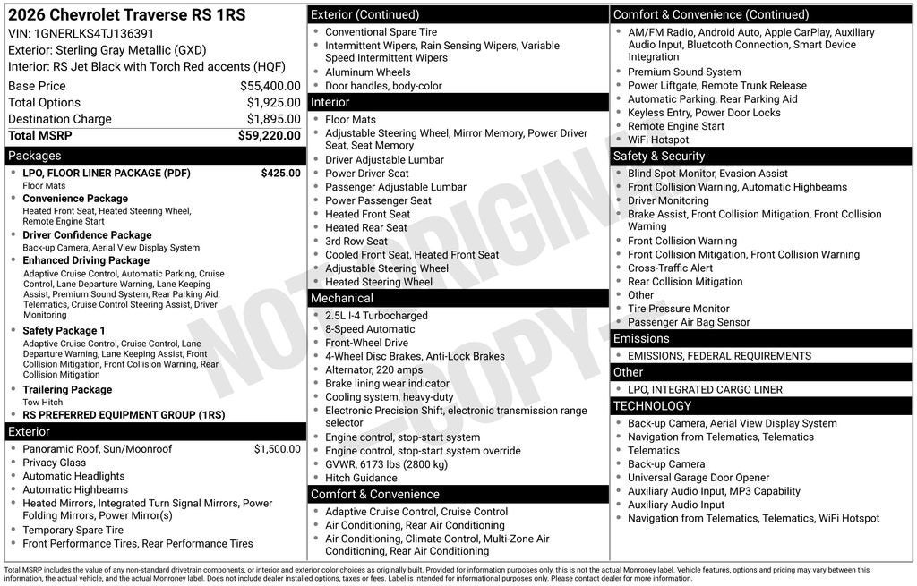 2026 Chevrolet Traverse RS