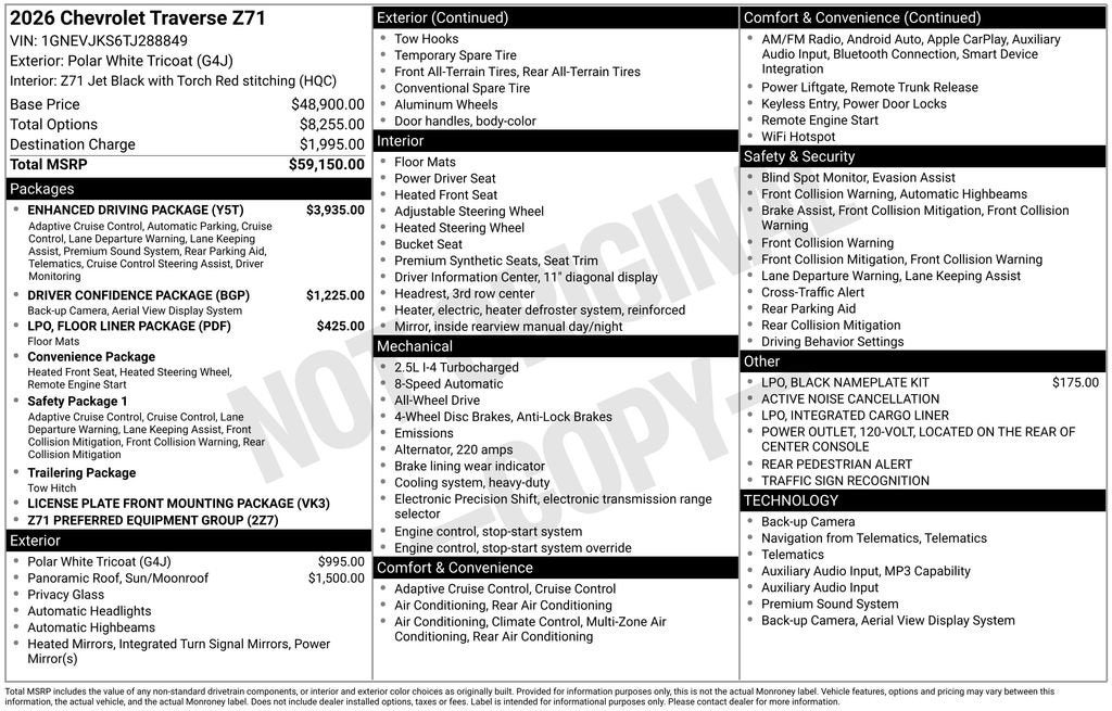2026 Chevrolet Traverse Z71