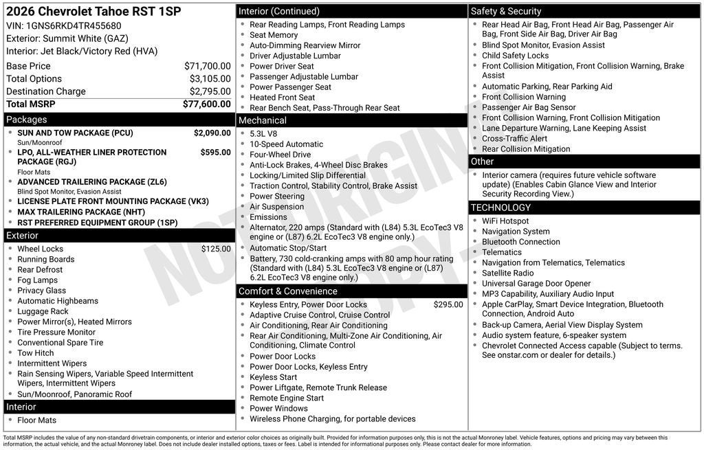 2026 Chevrolet Tahoe RST