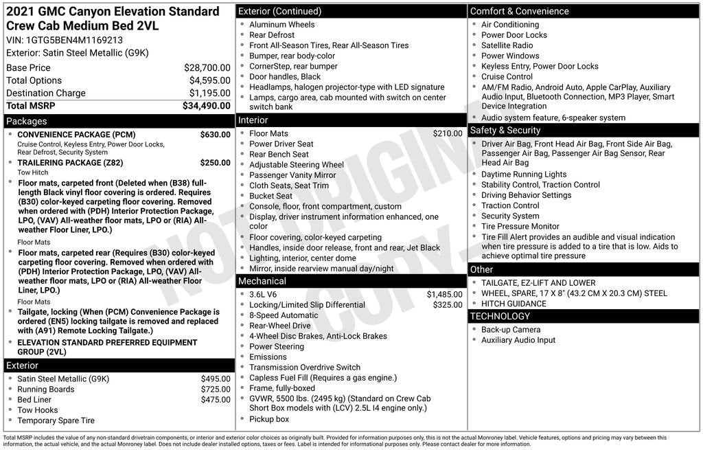 2021 GMC Canyon 2WD Elevation Standard