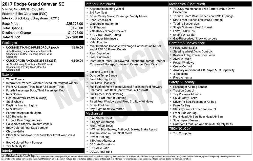 2017 Dodge Grand Caravan SE