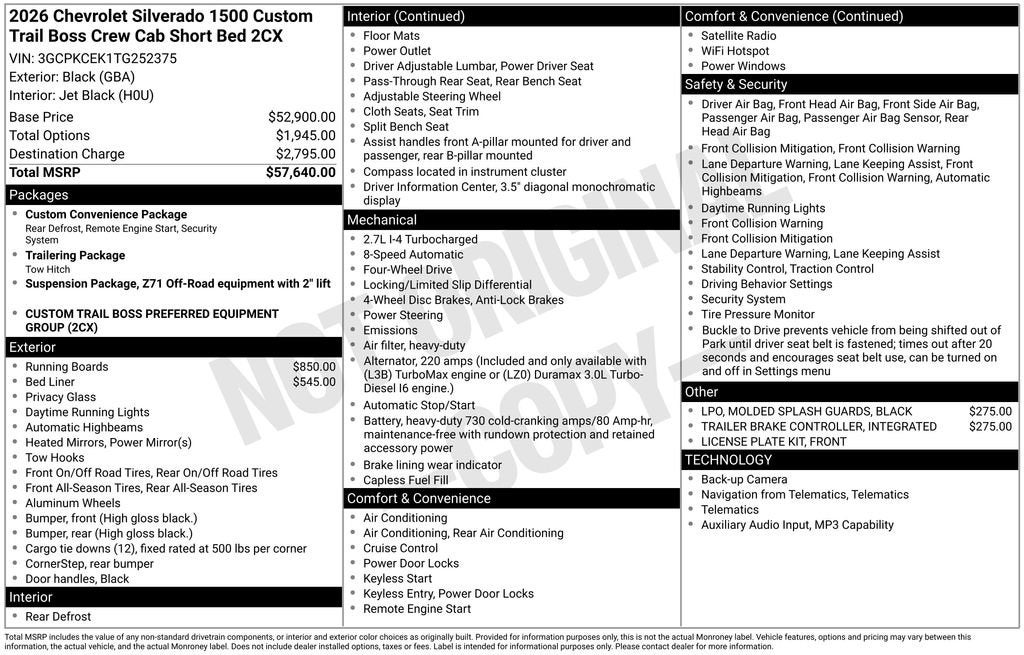 2026 Chevrolet Silverado 1500 Custom Trail Boss