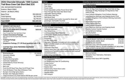 2026 Chevrolet Silverado 1500 Custom Trail Boss